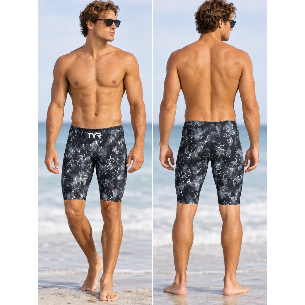 TYR Avictor 2.0 Jammer Mens 26 Black Grey FINA Racing Tech Suit
